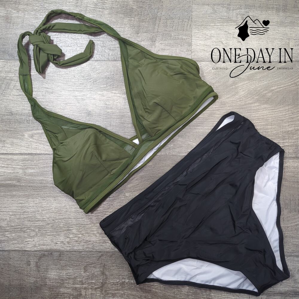 CharmLeaks High Waist Halter Bikini Swimsuit Size XL